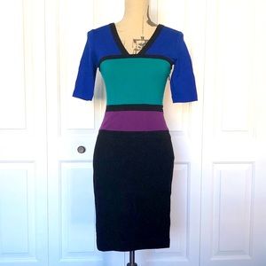 BCBGMaxAzria | color block form fitting dress